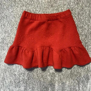 Janie and Jack‎ Skirt Youth 12 Red Elastic Waist Quilted Ruffle Flare Skirt
